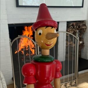 Source Unknown Wooden Holiday Figure with Red and Green Accents